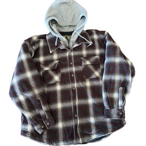 Field & Stream Men's XL Plaid Quilt Hooded Lined Shacket Jacket.